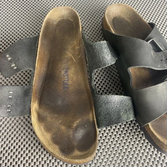 Birkenstock Arizona Sandals Adult Size 40 Black Leather Casual Made In Germany - Picture 8 of 11
